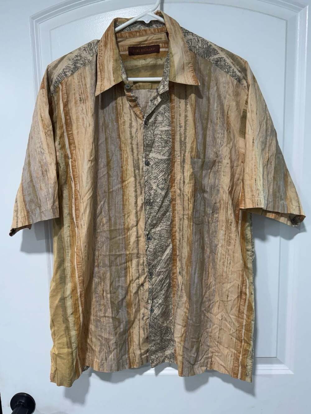Earth Tone Abstract Hawaiian Shirt Coastal Grandpa Resort Aloha Size L